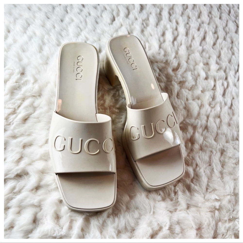 Gucci Cream Leather Mules